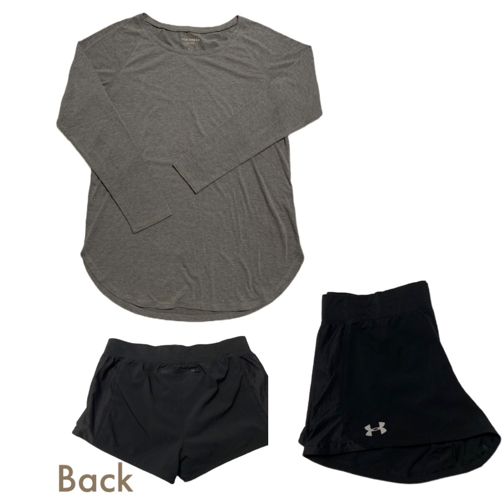 Exercise shorts and long sleeve